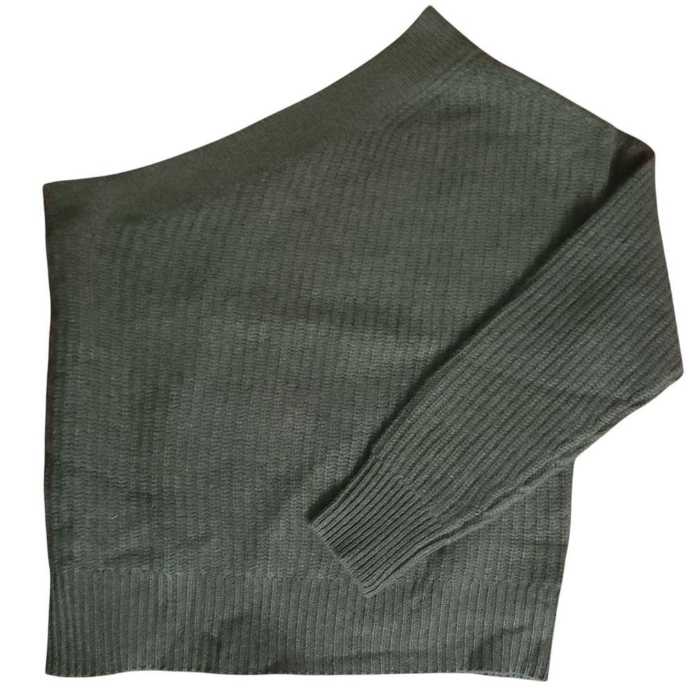 360Cashmere Lena Sweater One Shoulder Olive Green X Small Medium Luxury NWT $403 - Picture 4 of 9